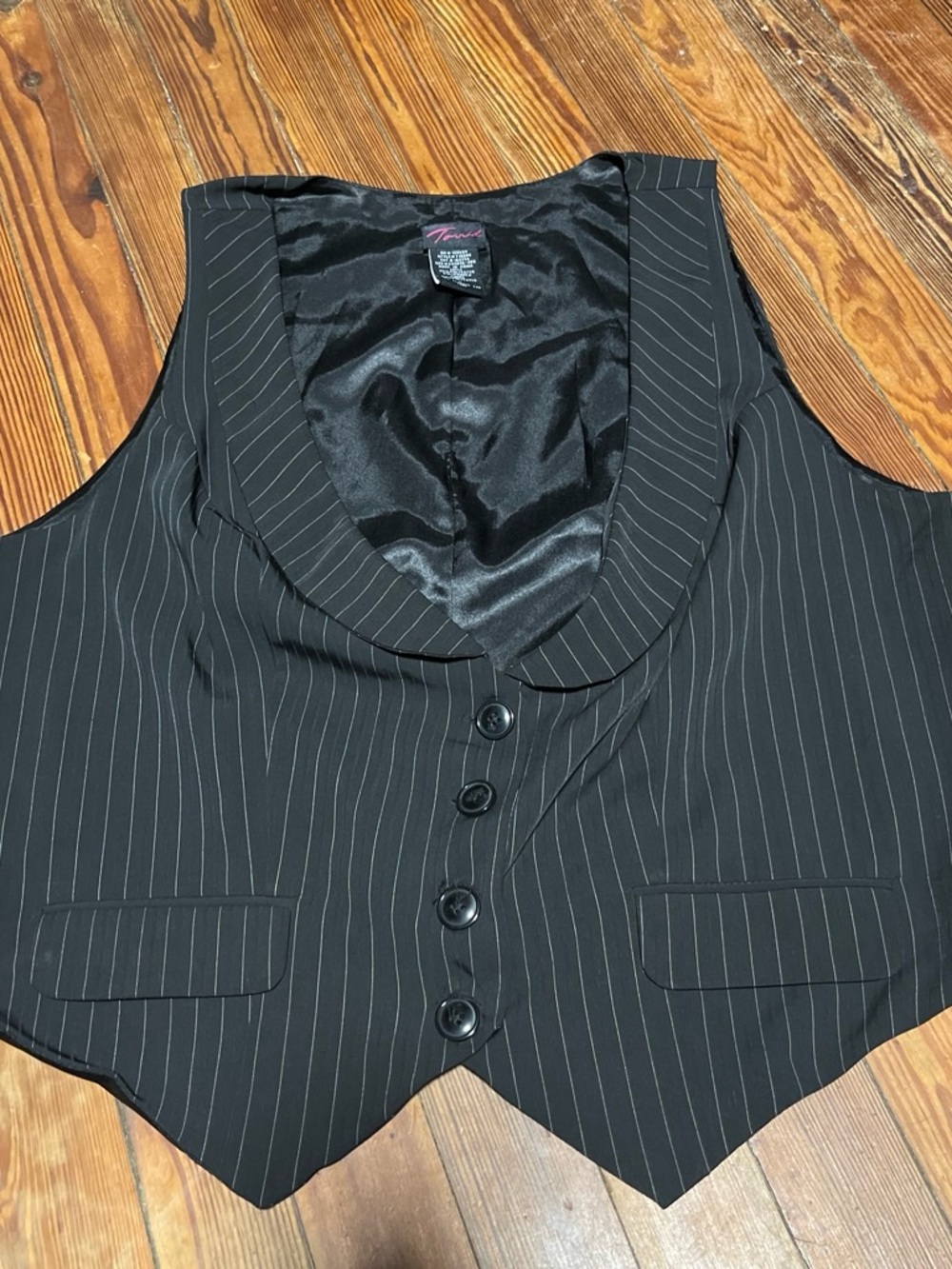torrid Black Satin Vest with Pink Logo Tag